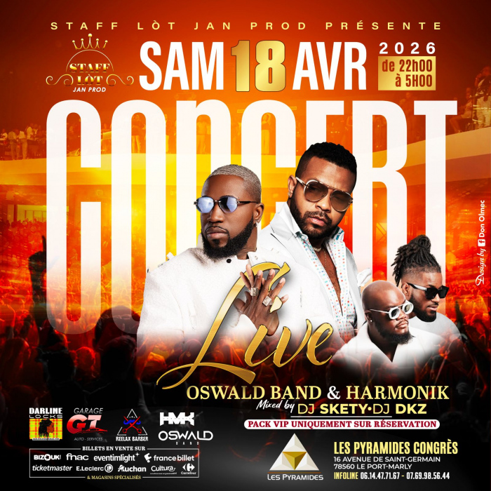 Grand Concert Live : Oswald Band & Harmonik enflammeront Les Pyramides Congrès le 18 avril 2026