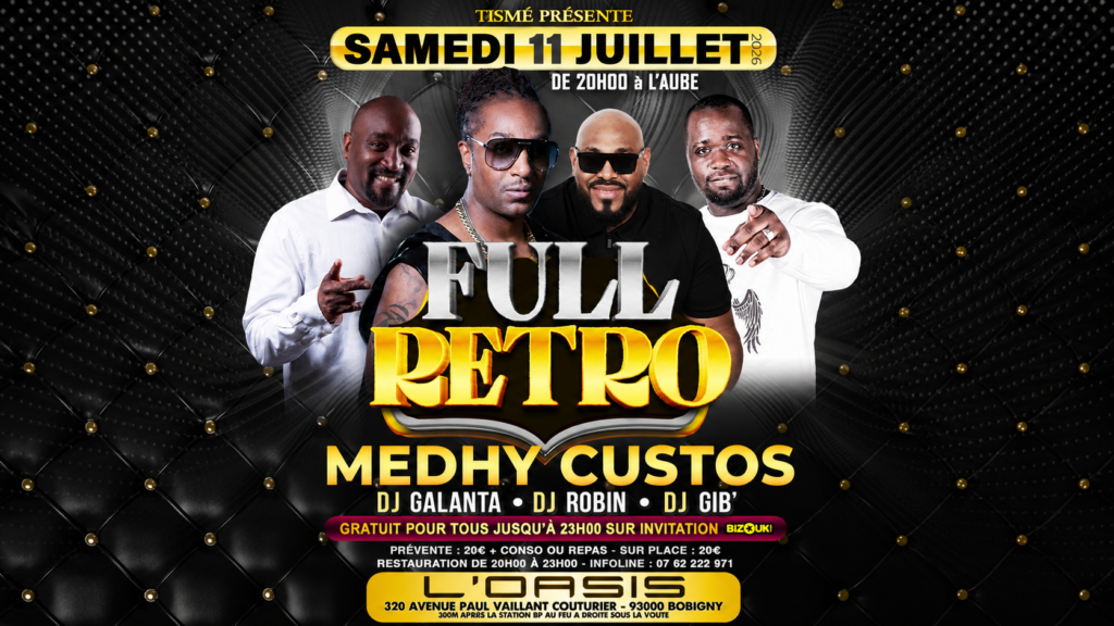 FULL RÉTRO : MEDHY CUSTOS EN CONCERT EXCEPTIONNEL À BOBIGNY LE 11 JUILLET 2026
