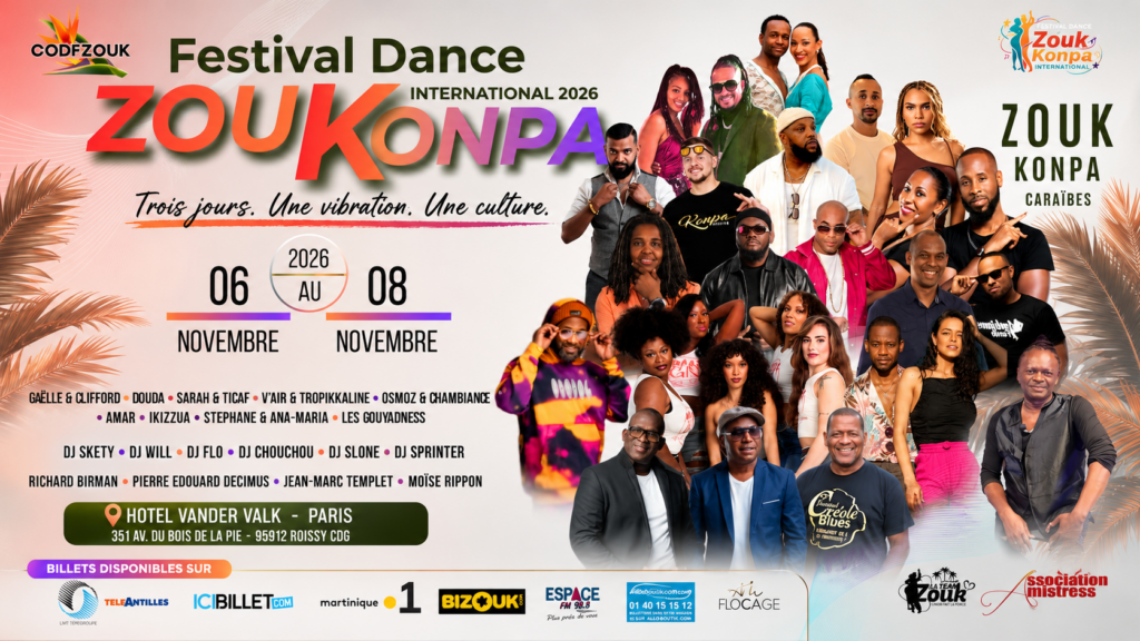 Festival Dance Zouk Konpa International 2026 : trois jours de danse, de musique et de passion au cœur de Paris