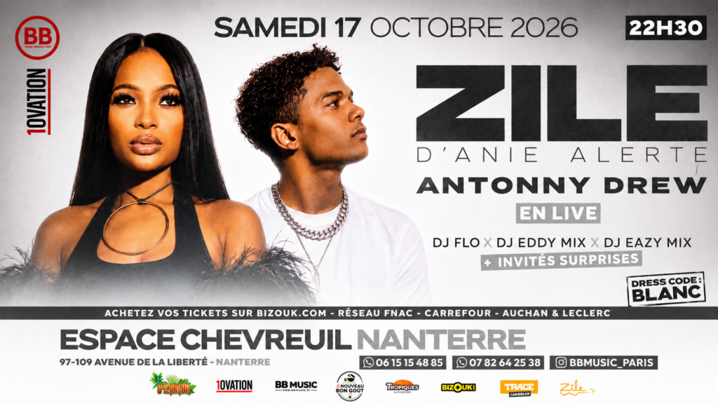 ZILE d’Anie Alerte et Antonny Drew en concert à Nanterre le 17 octobre 2026.